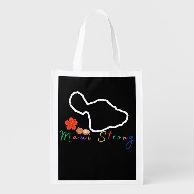 Pray for Maui Hawaii Strong Grocery Bag (Front)