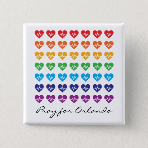 Pray For Orlando One Pulse Rainbow Heart Pinback Button
