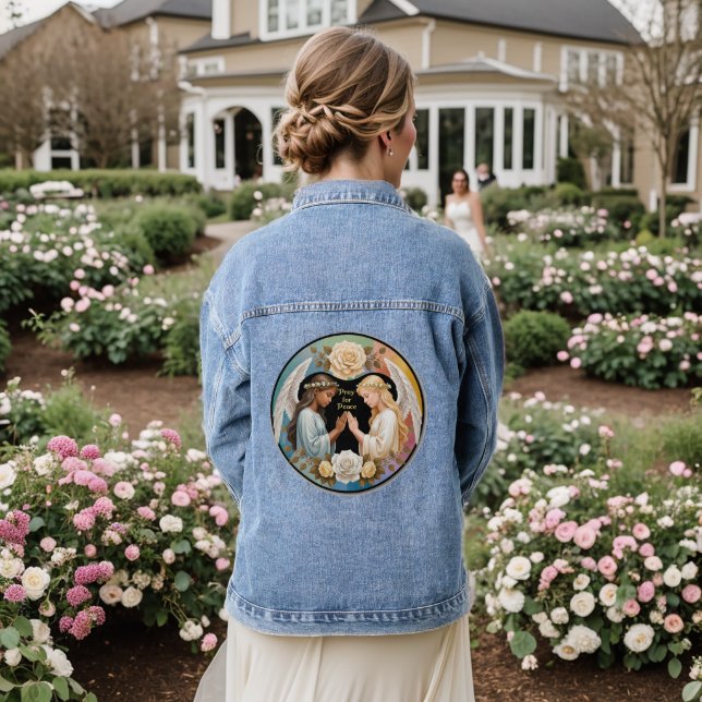 Pray for Peace Angels Denim Jacket (Wedding Back)