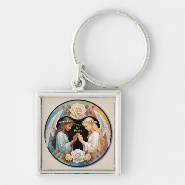 Pray for Peace Angels Keychain (Front)