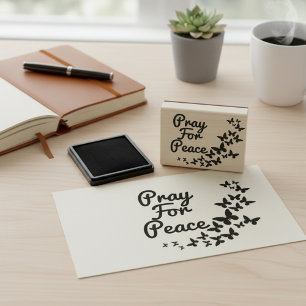 Pray For Peace Butterflies Rubber Stamp