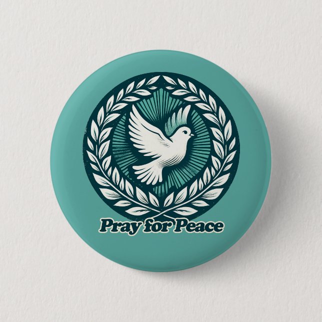 Pray for Peace Dove World Peace on Earth           Button (Front)