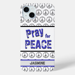Pray for Peace Grunge Font iPhone 15 Plus Case