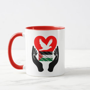 Pray for Peace in Palestine   Peace Dove Heart  Mug