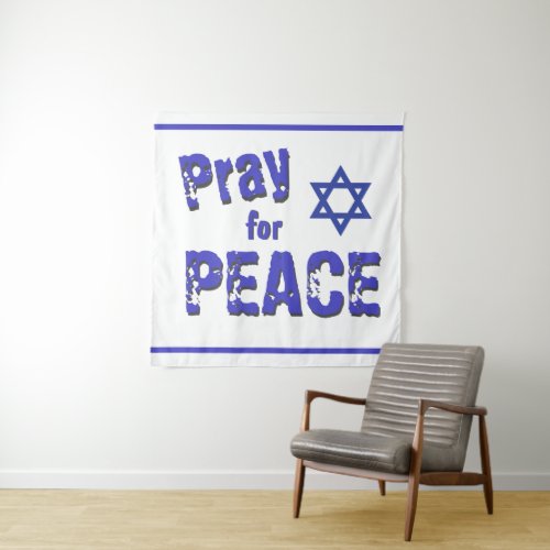 Pray for Peace Israel Grunge Font Tapestry