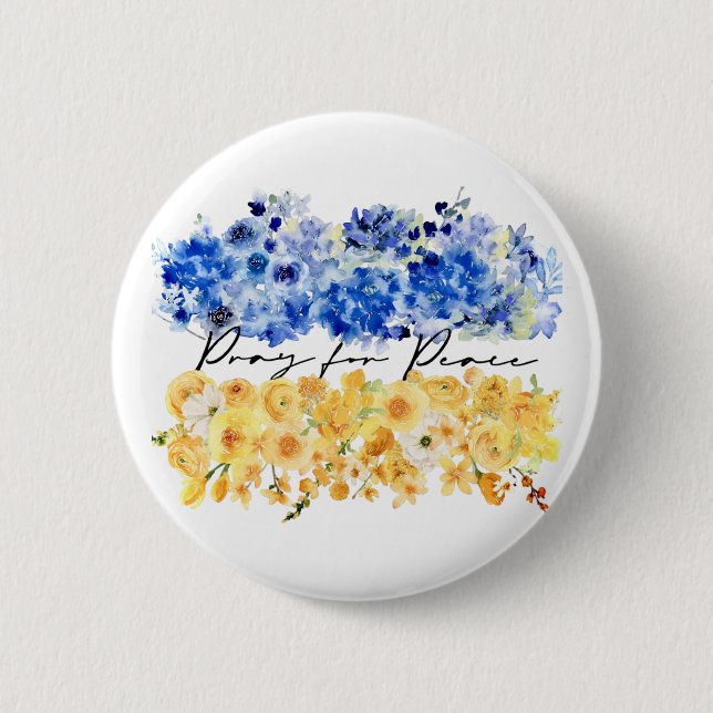Pray for Peace. Peace in Ukraine. Watercolours.  Button (Front)