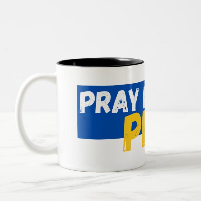 Pray For Peace Two-Tone Coffee Mug (Left)