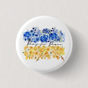 Pray for Peace. Ukrainian flag colours. Watercolor Button