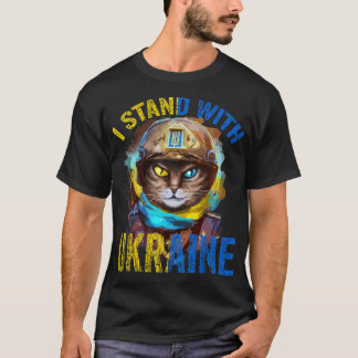 Pray For Support Ukrainian Cat Soldier Stand With T-Shirt