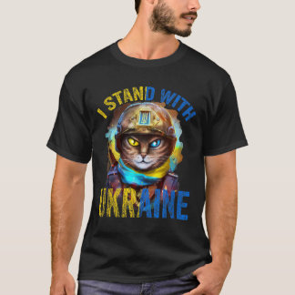 Pray For Support Ukrainian Cat Soldier Stand With  T-Shirt