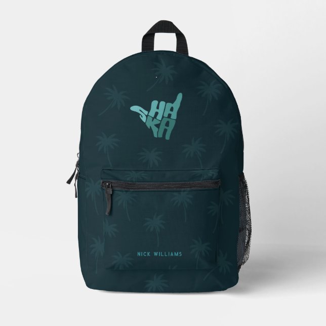 Pray For Surf Custom Name or Logo Text Surfer Printed Backpack (Front)
