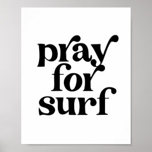 Pray for Surf Vintage Retro Font Poster