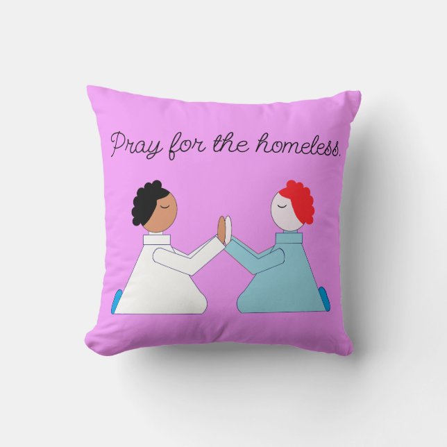 Pray for the Homeless:  Lavender Throw Pillow (Front)