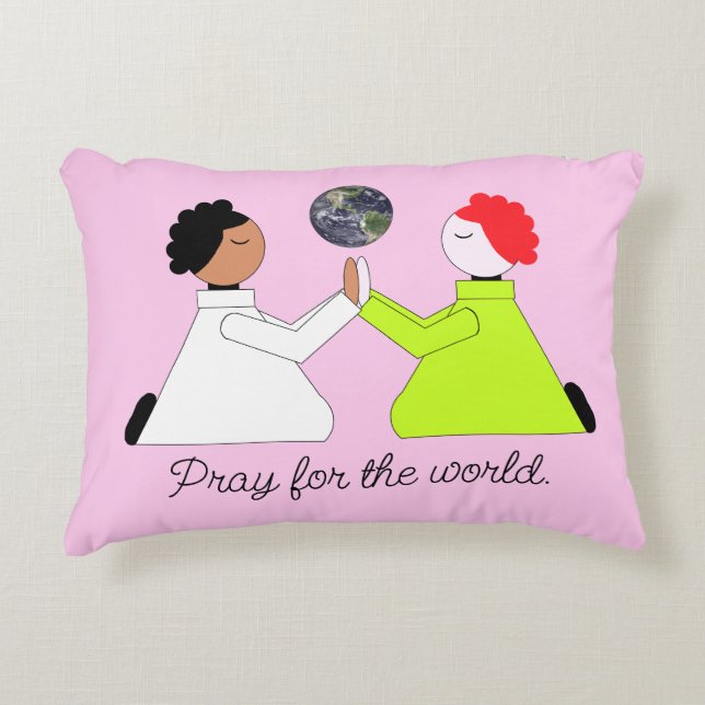 Pray for the World:  Lavender Accent Pillow (Front)