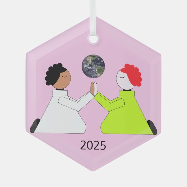 Pray for the World:  Lavender   Glass Ornament (Front)