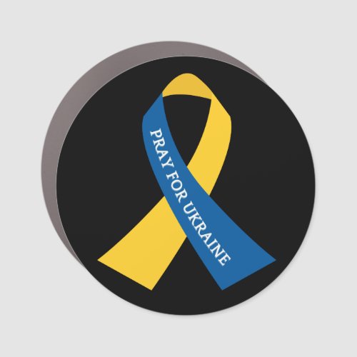 Pray for Ukraine Blue Yellow Ribbon  Car Magnet