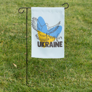 Pray For Ukraine Heart and Dove Garden Flag