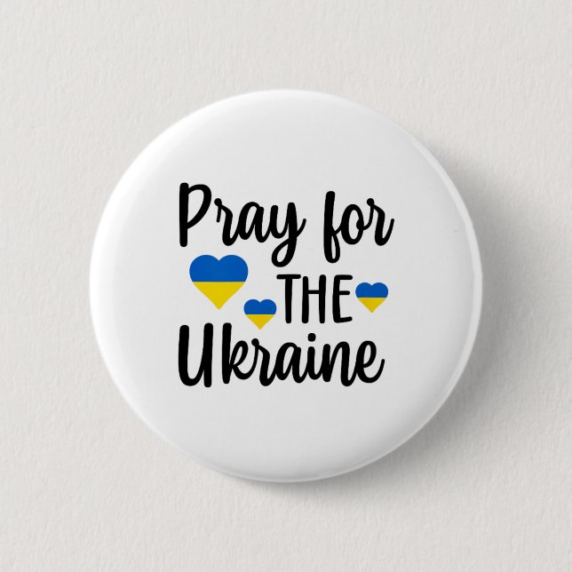 Pray For Ukraine Heart  Button (Front)