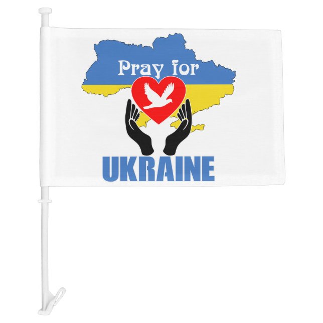 Pray for Ukraine - Peace & Love Car Flag (Front)