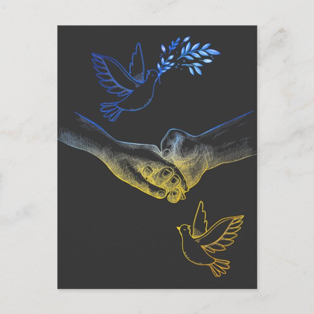 Pray For Ukraine, Realistic Couple Holding Hands 2 Postcard (Front)