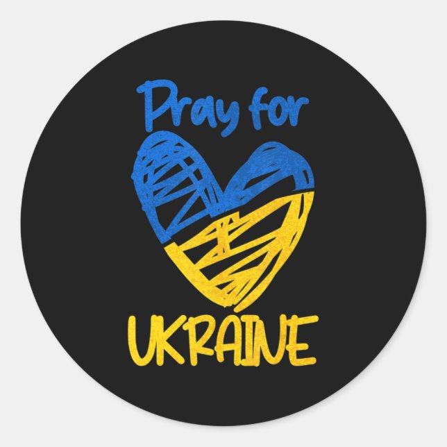 Pray for Ukraine  Stand with Ukraine Support Ukrai Classic Round Sticker (Front)