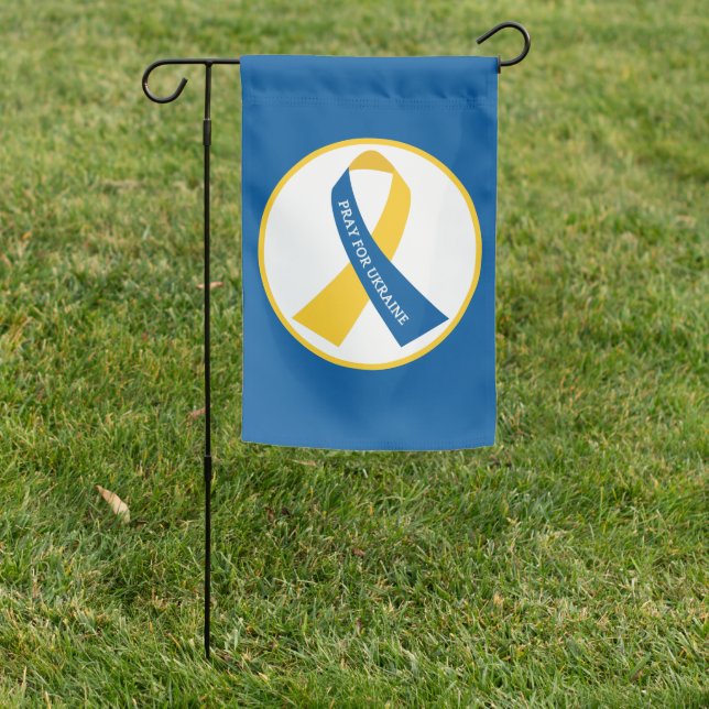 Pray for Ukraine Support Ribbon Garden Flag (In SItu)