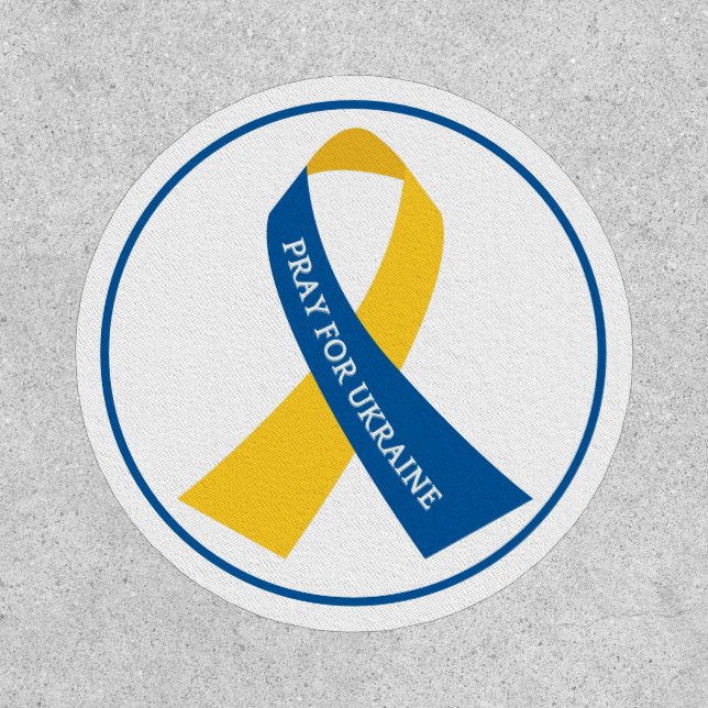 Pray for Ukraine Support Ribbon Iron On Patch (Front)