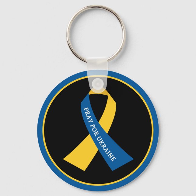Pray for Ukraine Support Ribbon Keychain (Front)