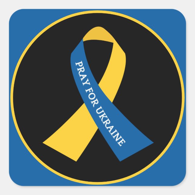 Pray for Ukraine Support Ribbon  Square Sticker (Front)