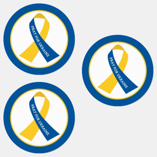 Pray for Ukraine Support Ribbon Waterproof Labels