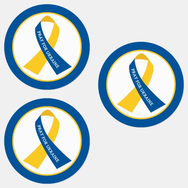 Pray for Ukraine Support Ribbon Waterproof Labels (Group)