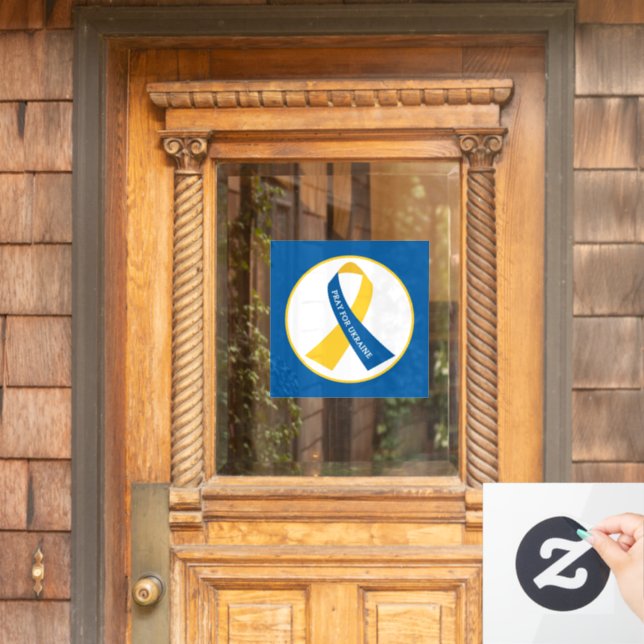 Pray for Ukraine Support Ribbon  Window Cling (Home Door)