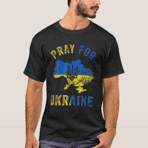 Pray For Ukraine Support Ukraine Ukrainian Flag Vi T-Shirt