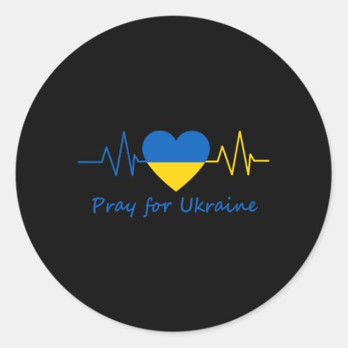 Pray For Ukraine Ukrainian Flag HeartBeat Strong Classic Round Sticker