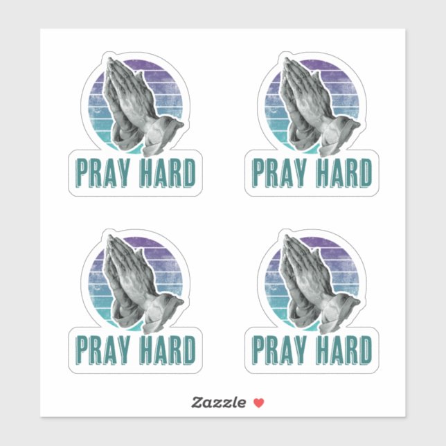 Pray Hard Praying Hands Design Sticker (Sheet)