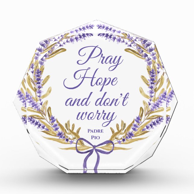 Pray Hope Don't Worry Inspirational Christian Photo Block (Front)