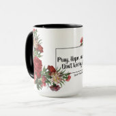 Pray Hope Don't Worry St. Padre Pio Floral Mug (Front Left)