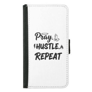 Pray Hustle Repeat – Spiritual Motivational SVG De Samsung Galaxy S5 Wallet Case