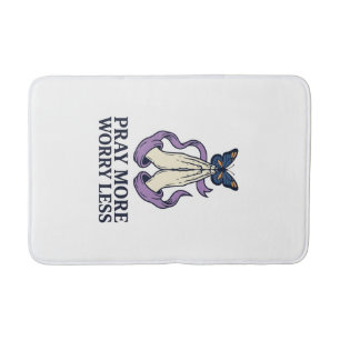 Pray More Worry Less Butterfly Christian Shirt_1 Bath Mat