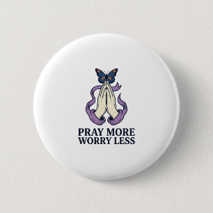 Pray More Worry Less Butterfly Christian Shirt_1 Button