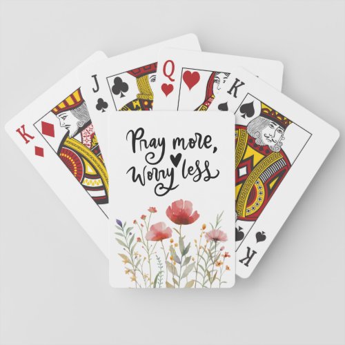 Pray More Worry Less Inspirational Quote Bible Poker Cards