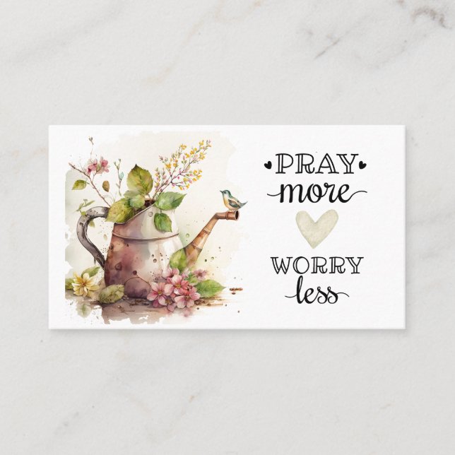 Pray More Worry Less Inspirational Quote Christian Business Card (Front)