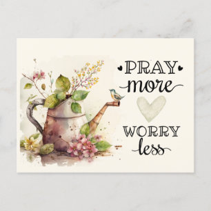 Pray More Worry Less Inspirational Quote Christian Postcard