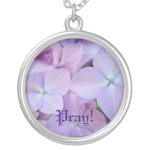 Pray! necklace gifts Purple Lavender Hydrangeas