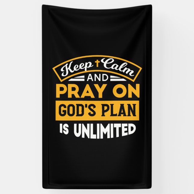 Pray On and Trust God's Unlimited Plan Faith-Based Banner (Vertical)