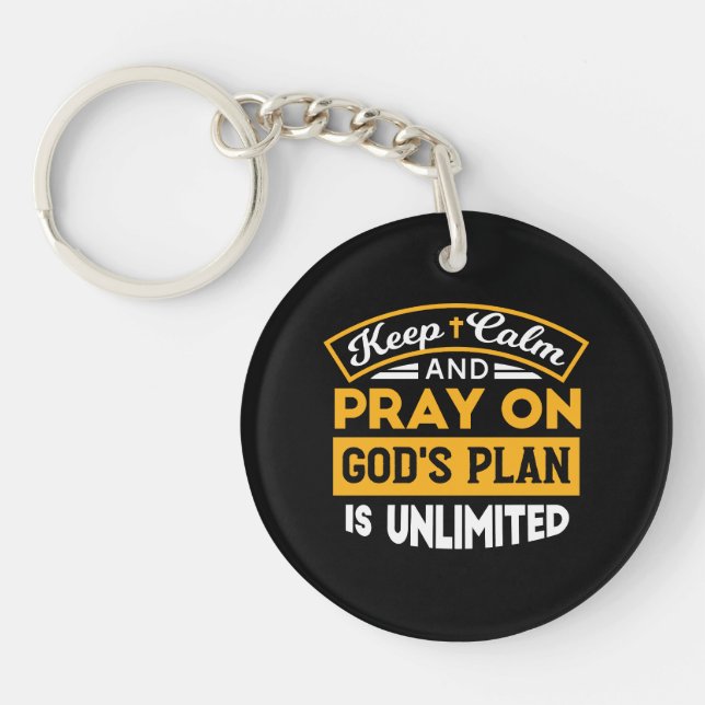 Pray On and Trust God's Unlimited Plan Faith-Based Keychain (Front)