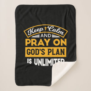 Pray On and Trust God's Unlimited Plan Faith-Based Sherpa Blanket