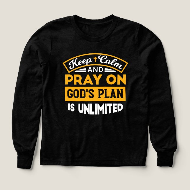 Pray On and Trust God's Unlimited Plan Faith-Based Tri-Blend Shirts (Design Front)