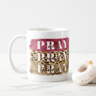 Pray On It Pray Over It Pray Through It Monogram Coffee Mug