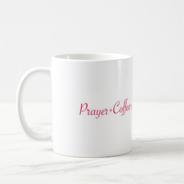 Pray plus coffee coffee mug (Left)